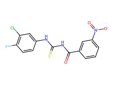 N-[(3-chloro-4-fluorophenyl)carbamothioyl]-3-nitrobenzamide structure