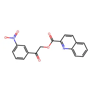 2-(3-Nitrophenyl)-2-oxoethyl quinoline-2-carboxylate structure