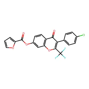 3-(4-chlorophenyl)-4-oxo-2-(trifluoromethyl)-4H-chromen-7-yl furan-2-carboxylate structure