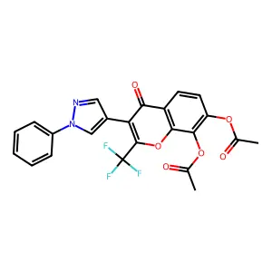 [8-acetyloxy-4-oxo-3-(1-phenylpyrazol-4-yl)-2-(trifluoromethyl)chromen-7-yl] Acetate structure