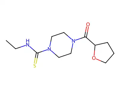N-ethyl-4-(oxolane-2-carbonyl)piperazine-1-carbothioamide structure