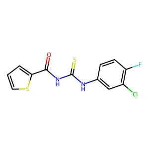 N-[(3-chloro-4-fluorophenyl)carbamothioyl]thiophene-2-carboxamide structure