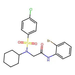 N-(2-bromophenyl)-2-[(4-chlorophenyl)sulfonyl-cyclohexylamino]acetamide structure