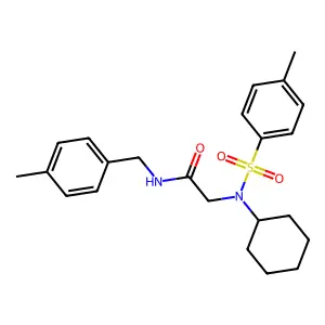 2-[cyclohexyl-(4-methylphenyl)sulfonylamino]-N-[(4-methylphenyl)methyl]acetamide structure