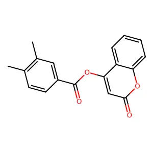 2-oxo-2H-chromen-4-yl 3,4-dimethylbenzoate structure
