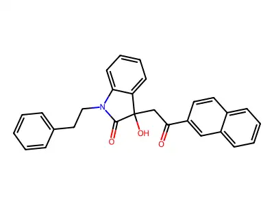 3-hydroxy-3-(2-naphthalen-2-yl-2-oxoethyl)-1-phenethylindol-2-one structure