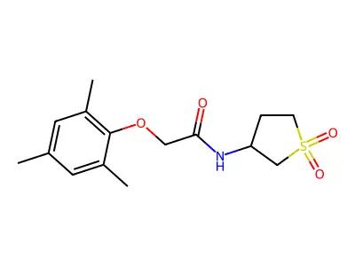 N-(1,1-dioxothiolan-3-yl)-2-(2,4,6-trimethylphenoxy)acetamide structure
