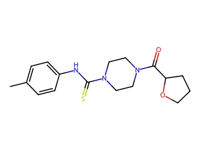 N-(4-methylphenyl)-4-(oxolane-2-carbonyl)piperazine-1-carbothioamide structure