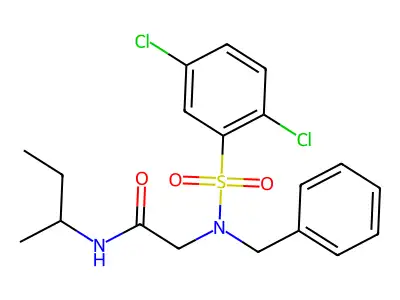 2-[benzyl-(2,5-dichlorophenyl)sulfonylamino]-N-butan-2-ylacetamide structure