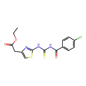 Ethyl [2-({[(4-chlorobenzoyl)amino]carbonothioyl}amino)-1,3-thiazol-4-yl]acetate structure