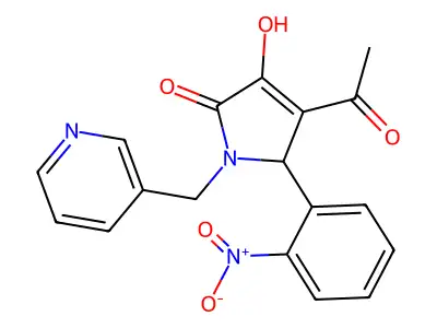 3-acetyl-4-hydroxy-2-(2-nitrophenyl)-1-(pyridin-3-ylmethyl)-2H-pyrrol-5-one structure
