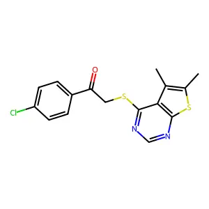 1-(4-Chlorophenyl)-2-[(5,6-dimethylthieno[2,3-d]pyrimidin-4-yl)sulfanyl]ethanone structure