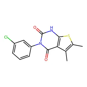 3-(3-chlorophenyl)-5,6-dimethylthieno[2,3-d]pyrimidine-2,4(1H,3H)-dione structure