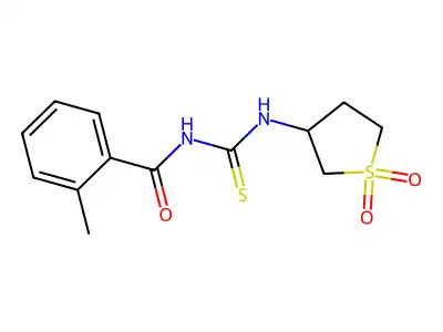 N-((1,1-dioxidotetrahydrothiophen-3-yl)carbamothioyl)-2-methylbenzamide structure