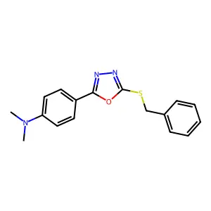 4-[5-(benzylsulfanyl)-1,3,4-oxadiazol-2-yl]-N,N-dimethylaniline structure