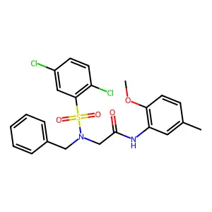 2-[benzyl-(2,5-dichlorophenyl)sulfonylamino]-N-(2-methoxy-5-methylphenyl)acetamide structure