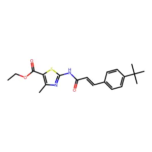 ethyl 2-[[(E)-3-(4-tert-butylphenyl)prop-2-enoyl]amino]-4-methyl-1,3-thiazole-5-carboxylate structure
