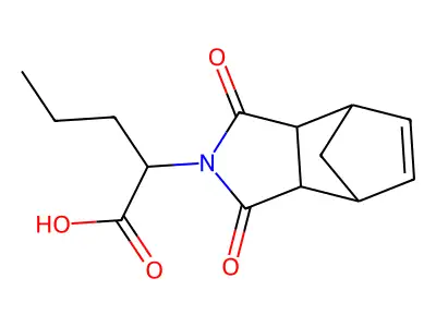 2-(1,3-dioxo-1,3,3a,4,7,7a-hexahydro-2H-4,7-methanoisoindol-2-yl)pentanoic acid structure