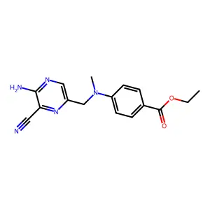 Ethyl 4-(((5-amino-6-cyanopyrazin-2-yl)methyl)(methyl)amino)benzoate structure