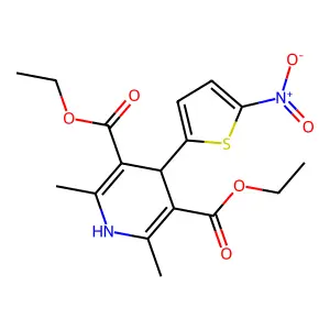 Diethyl 4-(5-(hydroxy(oxido)amino)-2-thienyl)-2,6-dimethyl-1,4-dihydro-3,5-pyridinedicarboxylate structure