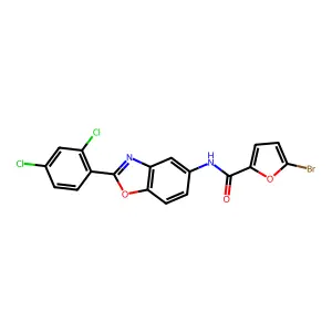 5-bromo-N-[2-(2,4-dichlorophenyl)-1,3-benzoxazol-5-yl]furan-2-carboxamide structure