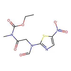 Ethyl [N-formyl-N-(5-nitro-1,3-thiazol-2-yl)glycyl]methylcarbamate structure