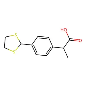 Benzeneacetic acid, 4-(1,3-dithiolan-2-yl)-alpha-methyl- structure