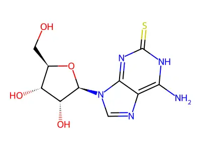 6-amino-9-[3,4-dihydroxy-5-(hydroxymethyl)oxolan-2-yl]-1H-purine-2-thione structure