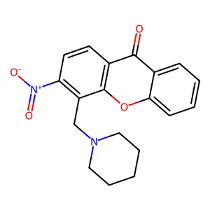 Xanthen-9-one, 3-nitro-4-piperidinomethyl- structure