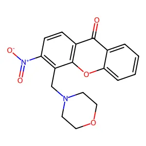 Xanthen-9-one, 4-morpholinomethyl-3-nitro- structure