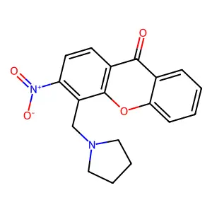 Xanthen-9-one, 3-nitro-4-pyrrolidinylmethyl- structure