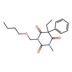 1-(Butoxymethyl)-5-ethyl-3-methyl-5-phenyl-1,3-diazinane-2,4,6-trione structure