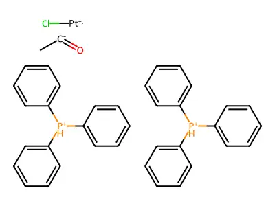 Chloroplatinum(1+);ethanone;bis(triphenylphosphanium) structure