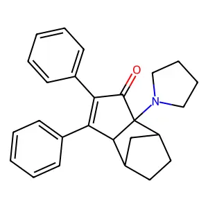 4,7-Methano-1H-inden-1-one, 3a,4,5,6,7,7a-hexahydro-2,3-diphenyl-7a-(1-pyrrolidinyl)-, (3a-alpha,4-beta,7-beta,7a-alpha)- structure