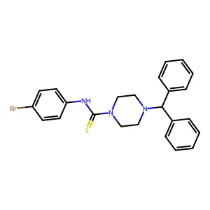 4-benzhydryl-N-(4-bromophenyl)piperazine-1-carbothioamide structure