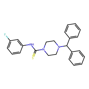 4-benzhydryl-N-(3-fluorophenyl)piperazine-1-carbothioamide structure