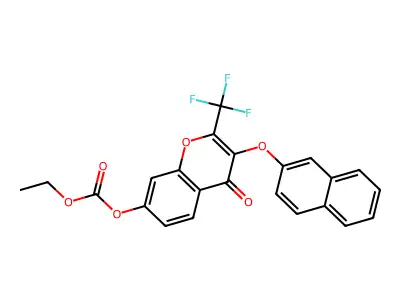 Ethyl [3-naphthalen-2-yloxy-4-oxo-2-(trifluoromethyl)chromen-7-yl] carbonate structure
