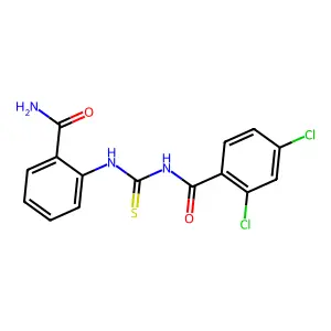 N-[(2-carbamoylphenyl)carbamothioyl]-2,4-dichlorobenzamide structure