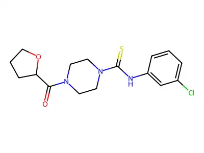 N-(3-chlorophenyl)-4-(oxolane-2-carbonyl)piperazine-1-carbothioamide structure