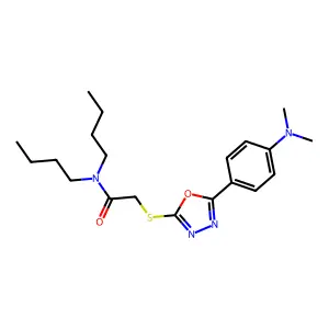 N,N-dibutyl-2-({5-[4-(dimethylamino)phenyl]-1,3,4-oxadiazol-2-yl}sulfanyl)acetamide structure