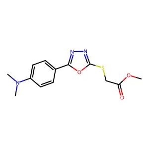 Methyl ({5-[4-(dimethylamino)phenyl]-1,3,4-oxadiazol-2-yl}sulfanyl)acetate structure