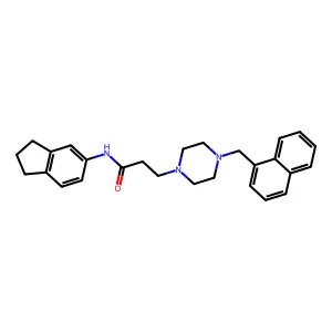 N-(2,3-dihydro-1H-inden-5-yl)-3-[4-(naphthalen-1-ylmethyl)piperazin-1-yl]propanamide structure