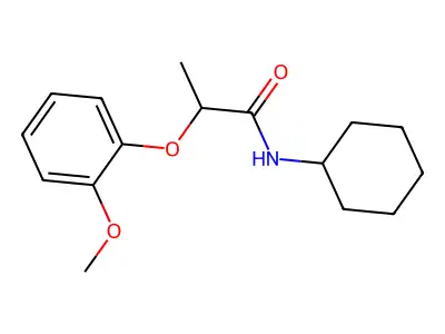 N-cyclohexyl-2-(2-methoxyphenoxy)propanamide structure