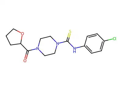 N-(4-chlorophenyl)-4-(oxolane-2-carbonyl)piperazine-1-carbothioamide structure