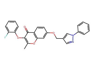3-(2-fluorophenoxy)-2-methyl-7-[(1-phenyl-1H-pyrazol-4-yl)methoxy]-4H-chromen-4-one structure