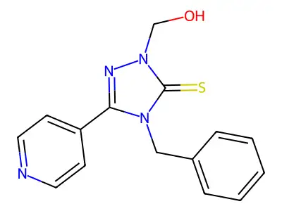 4-Benzyl-2-(hydroxymethyl)-5-pyridin-4-yl-1,2,4-triazole-3-thione structure