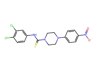 N-(3,4-dichlorophenyl)-4-(4-nitrophenyl)piperazine-1-carbothioamide structure