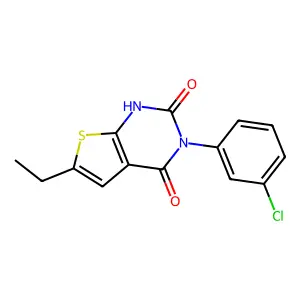 3-(3-chlorophenyl)-6-ethyl-1H-thieno[2,3-d]pyrimidine-2,4-dione structure