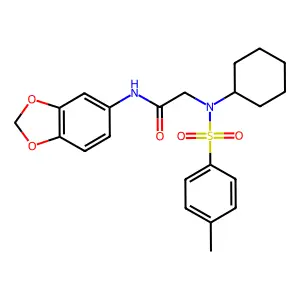 N-(1,3-benzodioxol-5-yl)-2-[cyclohexyl-(4-methylphenyl)sulfonylamino]acetamide structure