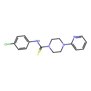 ((4-Chlorophenyl)amino)(4-(2-pyridyl)piperazinyl)methane-1-thione structure